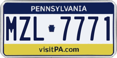 PA license plate MZL7771