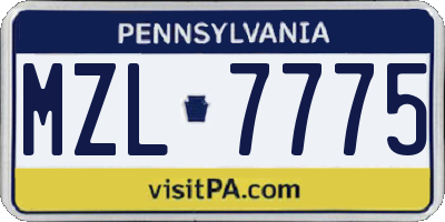 PA license plate MZL7775