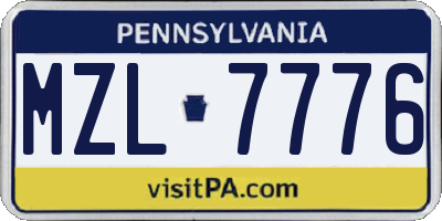 PA license plate MZL7776