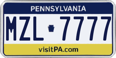 PA license plate MZL7777