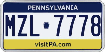 PA license plate MZL7778