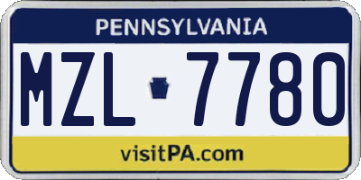 PA license plate MZL7780