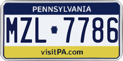 PA license plate MZL7786