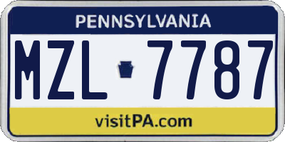 PA license plate MZL7787