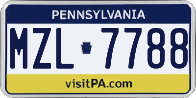 PA license plate MZL7788