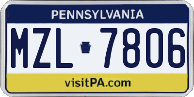 PA license plate MZL7806