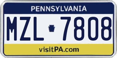 PA license plate MZL7808