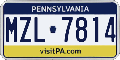 PA license plate MZL7814