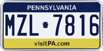 PA license plate MZL7816