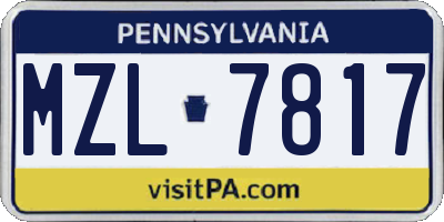 PA license plate MZL7817
