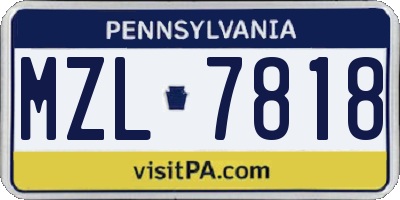 PA license plate MZL7818