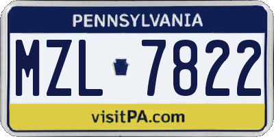 PA license plate MZL7822