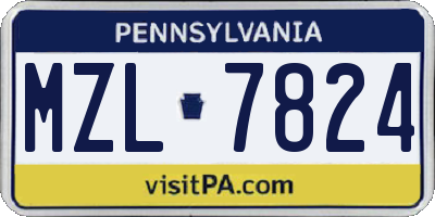 PA license plate MZL7824