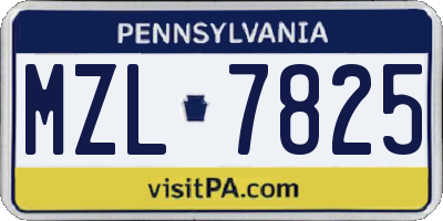 PA license plate MZL7825