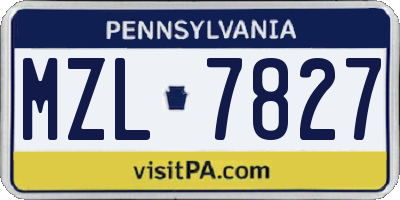 PA license plate MZL7827