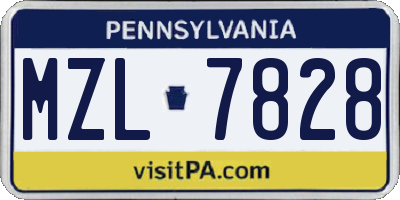 PA license plate MZL7828