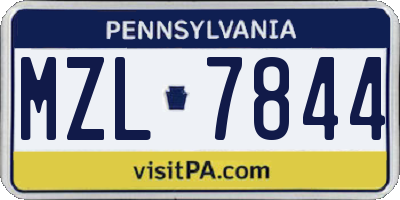 PA license plate MZL7844