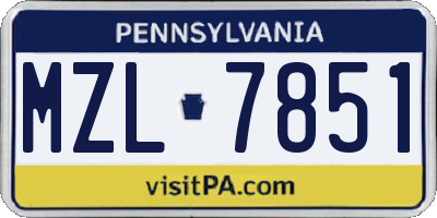 PA license plate MZL7851