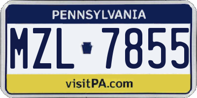 PA license plate MZL7855