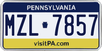 PA license plate MZL7857