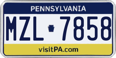 PA license plate MZL7858
