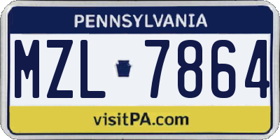 PA license plate MZL7864