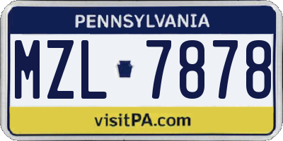 PA license plate MZL7878