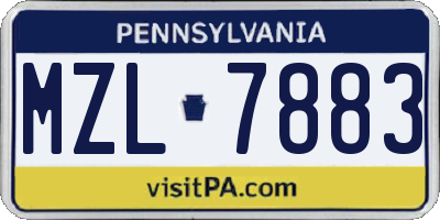 PA license plate MZL7883