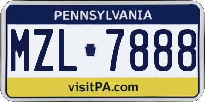 PA license plate MZL7888