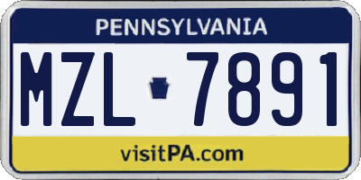 PA license plate MZL7891
