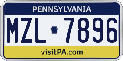 PA license plate MZL7896