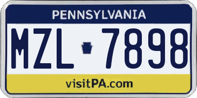 PA license plate MZL7898