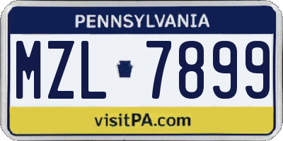 PA license plate MZL7899