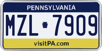 PA license plate MZL7909