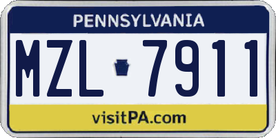 PA license plate MZL7911