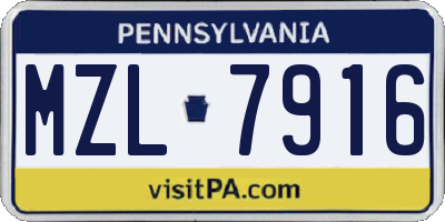 PA license plate MZL7916