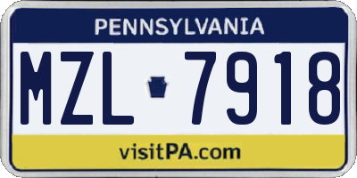 PA license plate MZL7918