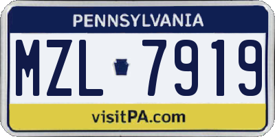 PA license plate MZL7919