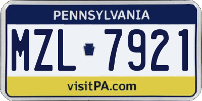 PA license plate MZL7921