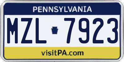 PA license plate MZL7923