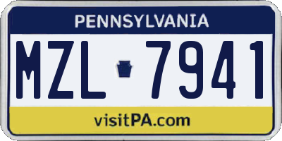 PA license plate MZL7941