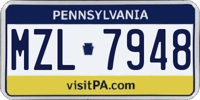 PA license plate MZL7948