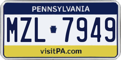 PA license plate MZL7949