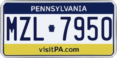 PA license plate MZL7950