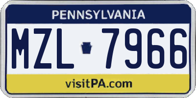 PA license plate MZL7966