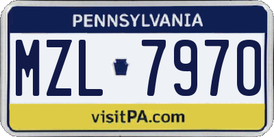 PA license plate MZL7970
