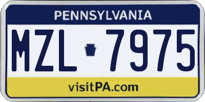 PA license plate MZL7975
