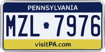 PA license plate MZL7976