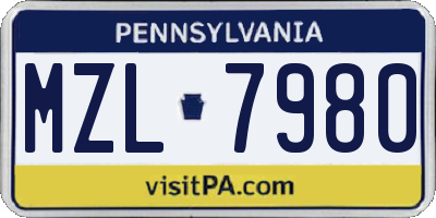 PA license plate MZL7980