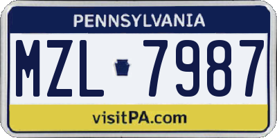 PA license plate MZL7987